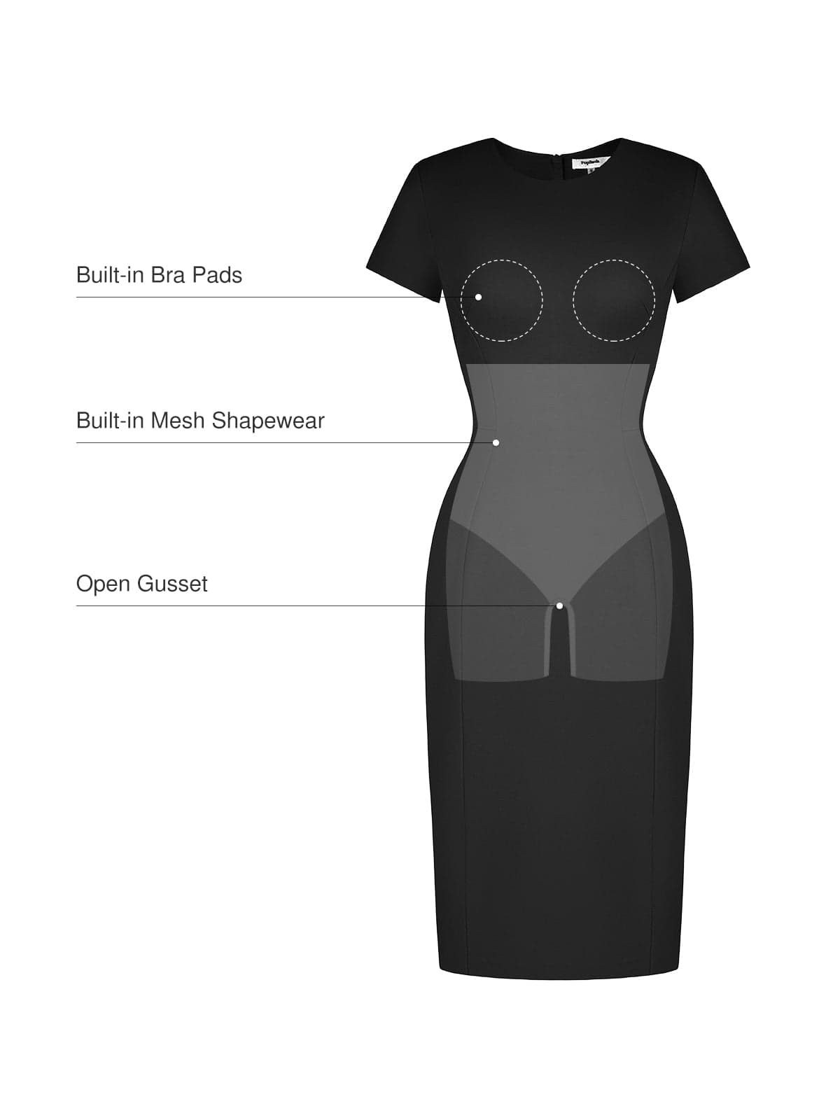 SculptWear Short Sleeve Fitted Sheath Dress