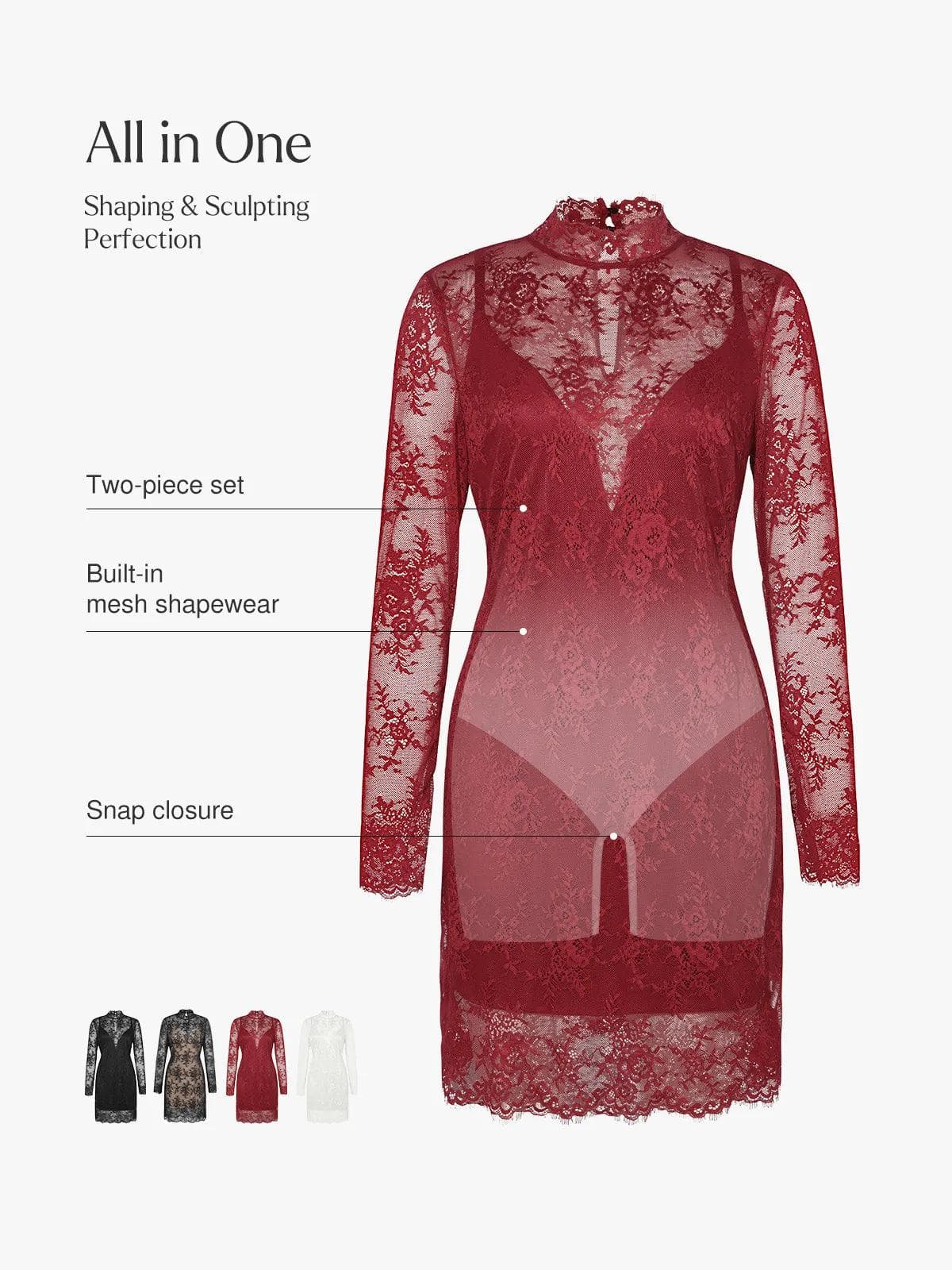 Shapewear Lace Fantasy Mini & Maxi Sculpting Dress Set