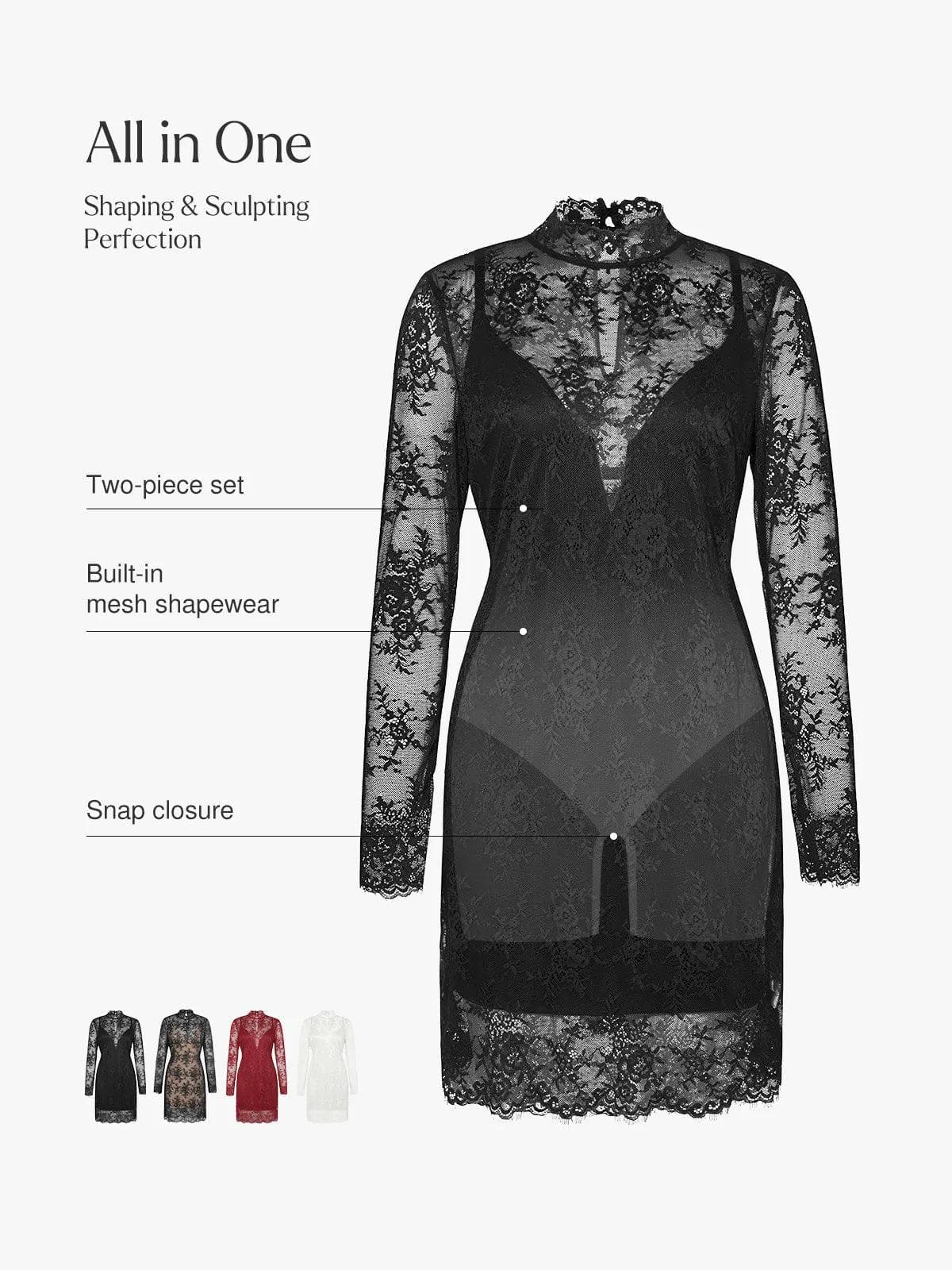 Shapewear Lace Fantasy Mini & Maxi Sculpting Dress Set