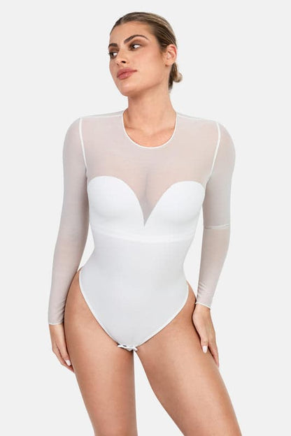 Shapewear Mesh Long Sleeve V-Back Slimming Maxi Dress