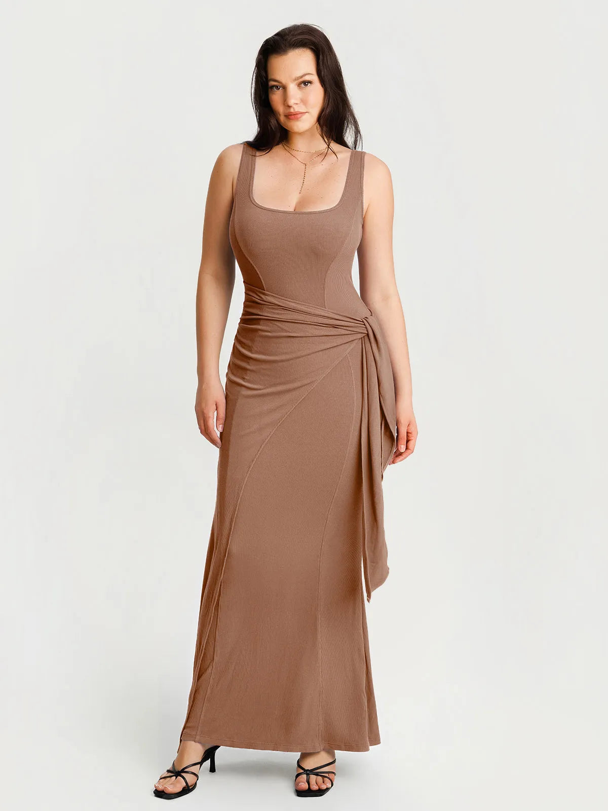 Shapewear Modal Twist Wrap Tummy Control Maxi Dress