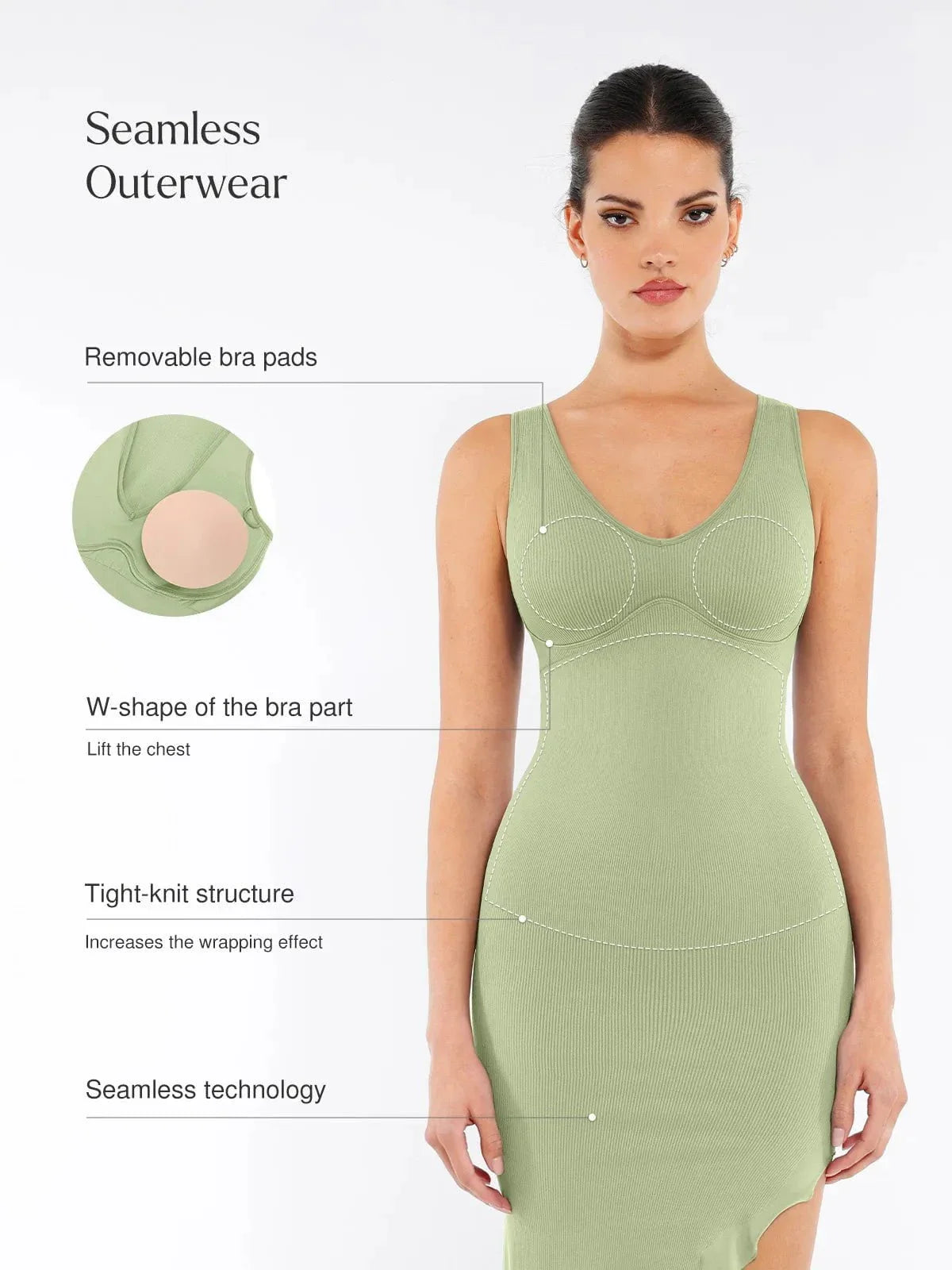 Shapewear Seamless Sleeveless Irregular Ruffled Hem Dress
