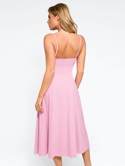 Shapewear Built-In Tummy Control A-Line Midi Dresses