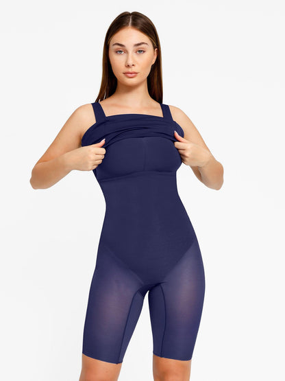 Shapewear Sleeveless Square Neck Sculpting Midi Work Dress