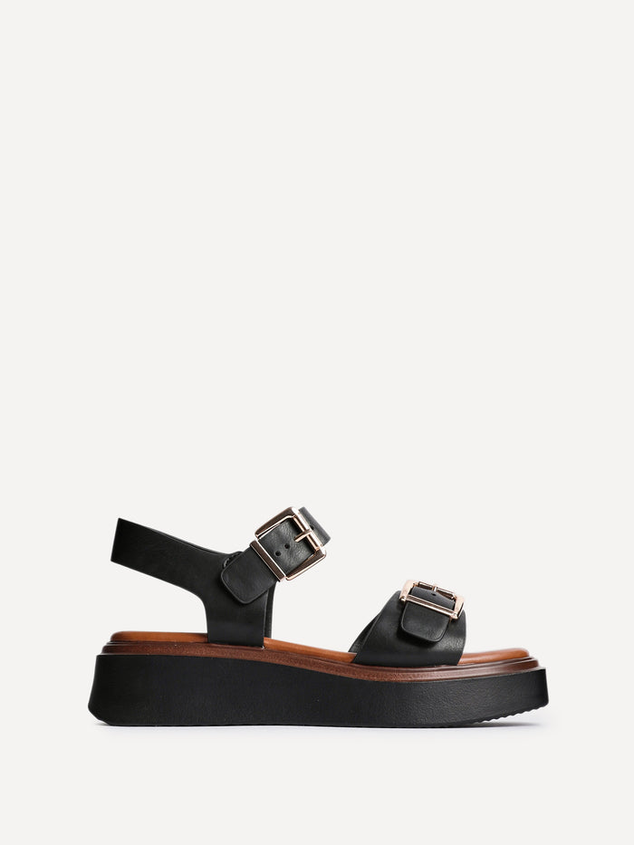 Preserve Black Flatform Sandals