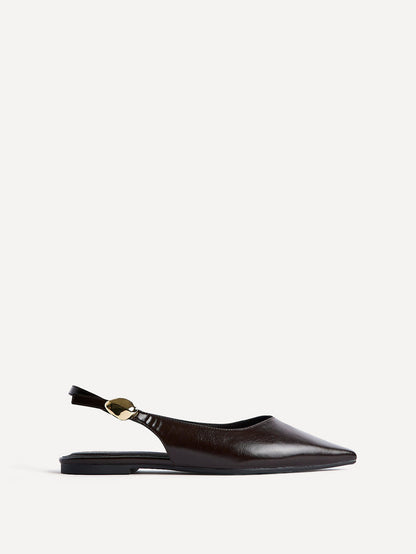 Profile Brown Faux Leather Ballet Flats