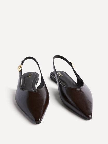 Profile Brown Faux Leather Ballet Flats