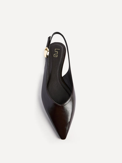 Profile Brown Faux Leather Ballet Flats