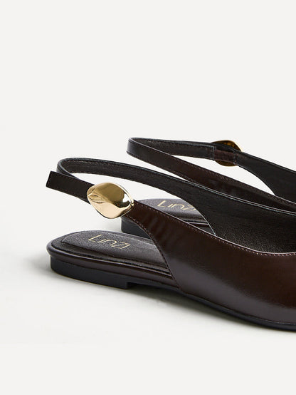 Profile Brown Faux Leather Ballet Flats