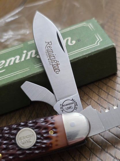 Remington USA Camp Knife with Brown Jigged Delrin NIB