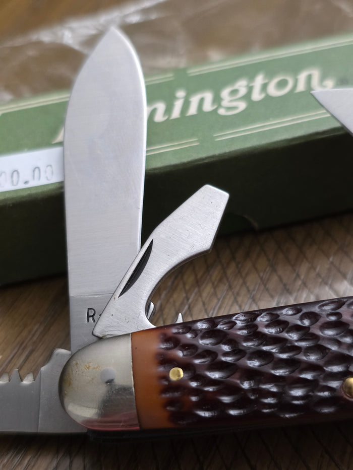 Remington USA Camp Knife with Brown Jigged Delrin NIB