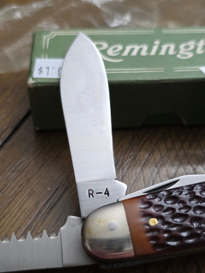 Remington USA Camp Knife with Brown Jigged Delrin NIB