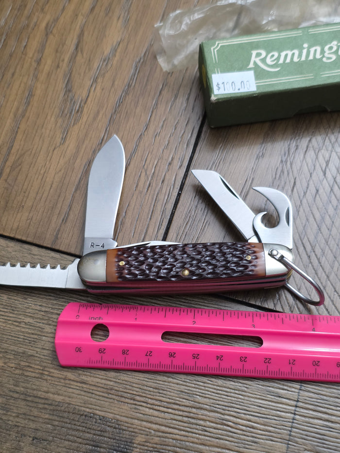 Remington USA Camp Knife with Brown Jigged Delrin NIB