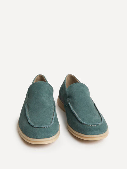 Rino Mens Blue Suede Leather Loafers