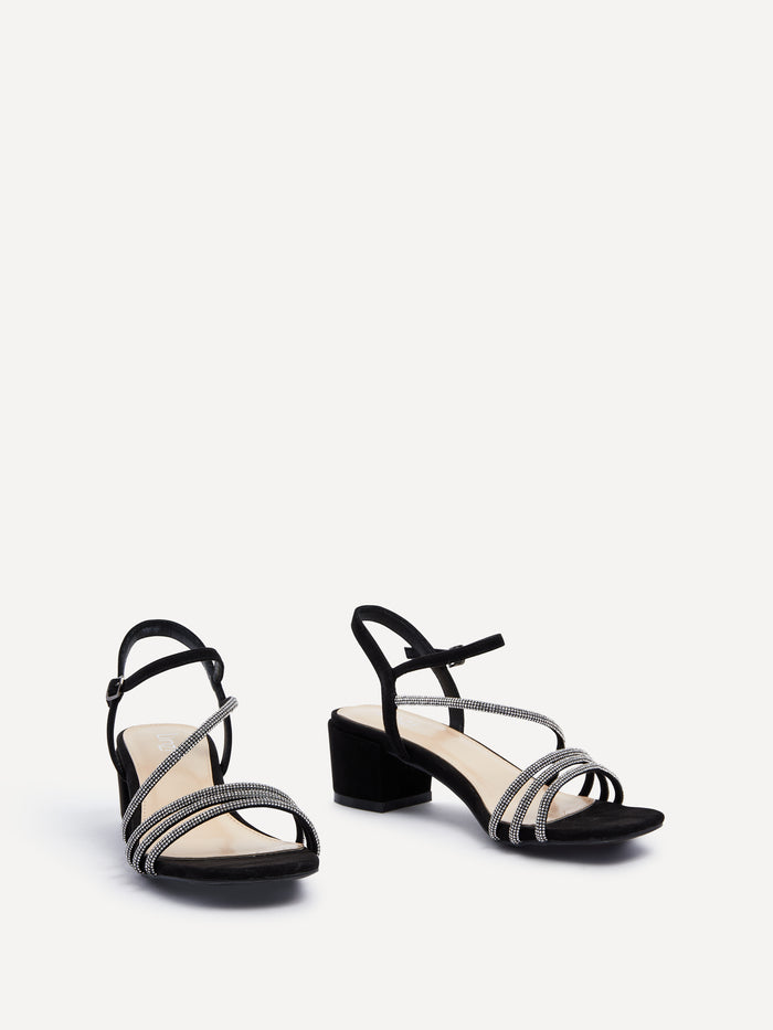 Riri Black Diamante Heeled Sandals