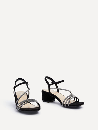 Riri Black Diamante Heeled Sandals