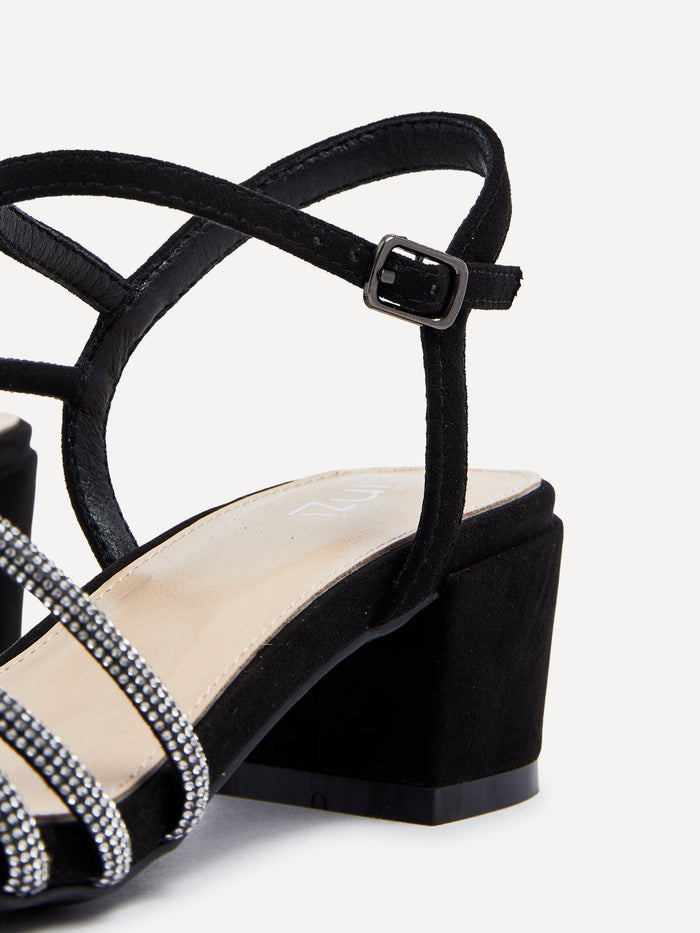 Riri Black Diamante Heeled Sandals