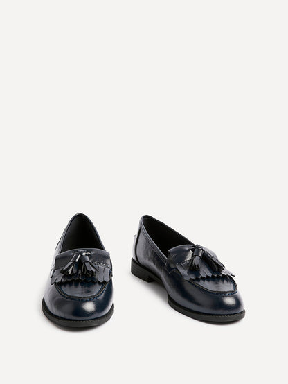 Rosemary Navy Faux Leather Loafers