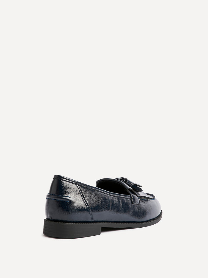 Rosemary Navy Faux Leather Loafers