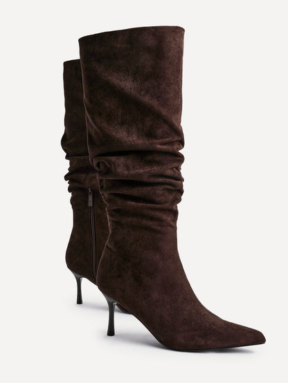 Rosenna Brown Long Stiletto Boots