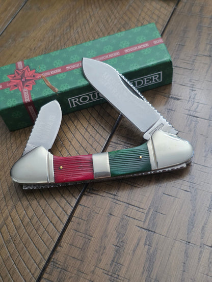 Rough Rider RR1443 Large Canoe Gunboat Merry Christmas Knife