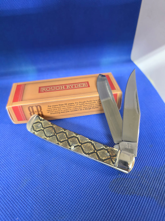 Rough Ryder Trapper Burnt Natural Bone Diamond Back Custom RR22034W - DB