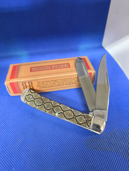 Rough Ryder Trapper Burnt Natural Bone Diamond Back Custom RR22034W - DB