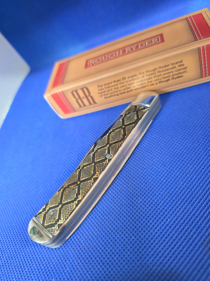 Rough Ryder Trapper Burnt Natural Bone Diamond Back Custom RR22034W - DB