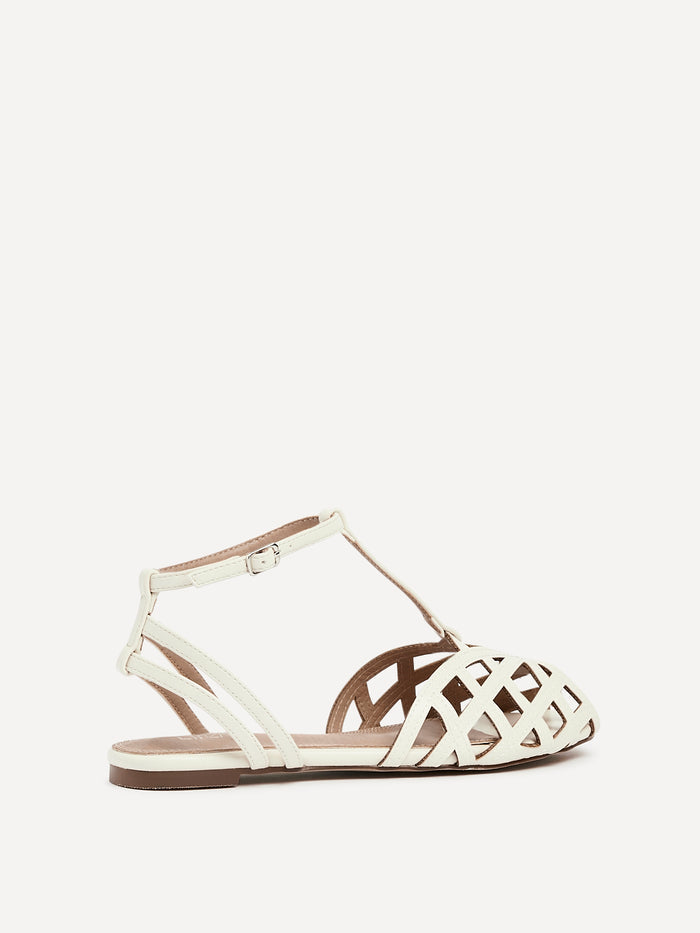 Santi Ivory Caged Flat Sandals