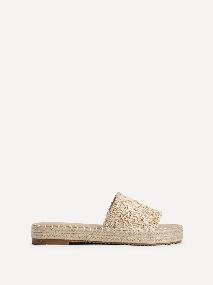 Savvy Gold Woven Slider Sandals