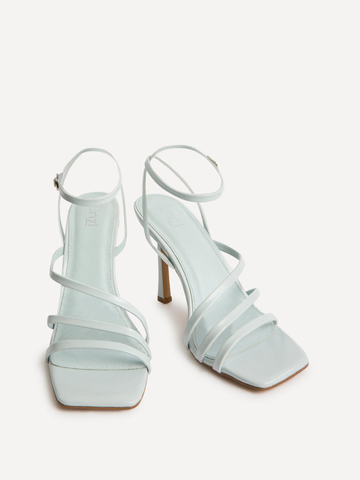 Scarlett Pale Blue Faux Leather Strappy Heels