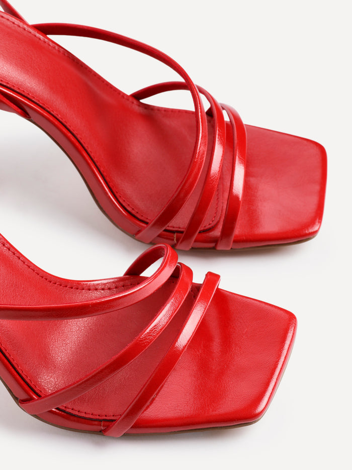 Scarlett Red Faux Leather Strappy Heels