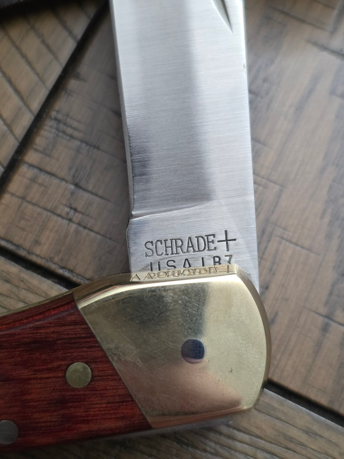 Schrade + USA LB7 Wooden Lockback Folding Hunter