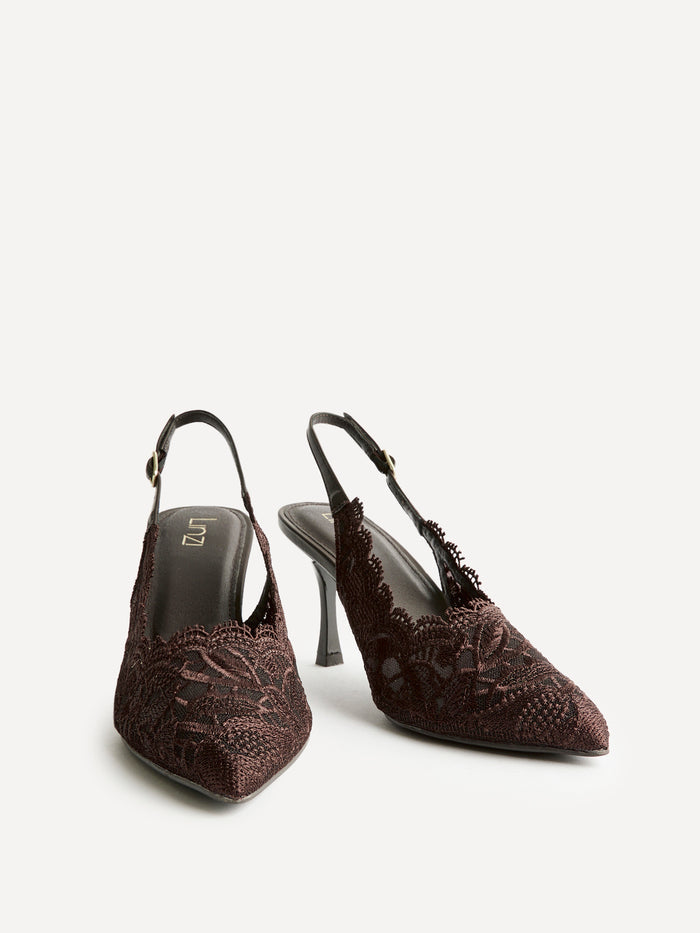 Serenity Brown Lace Court Heels