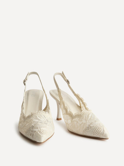 Serenity Ivory Lace Court Heels