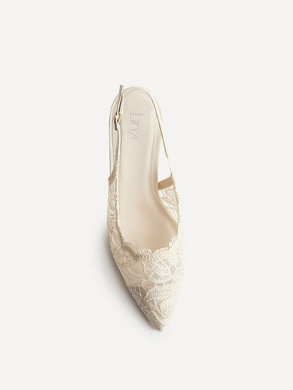 Serenity Ivory Lace Court Heels