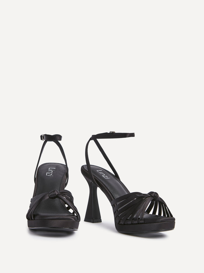 Socialite Black Satin Knotted Platform Heels