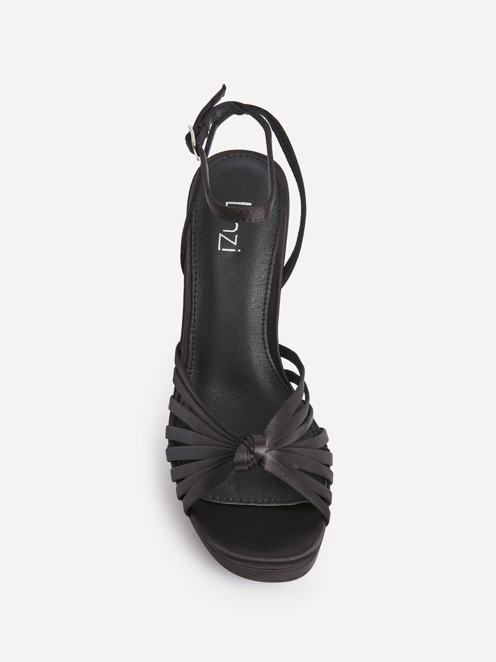 Socialite Black Satin Knotted Platform Heels