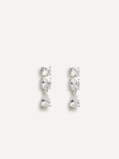 Stardust Silver Crystal Stone Drop Earrings