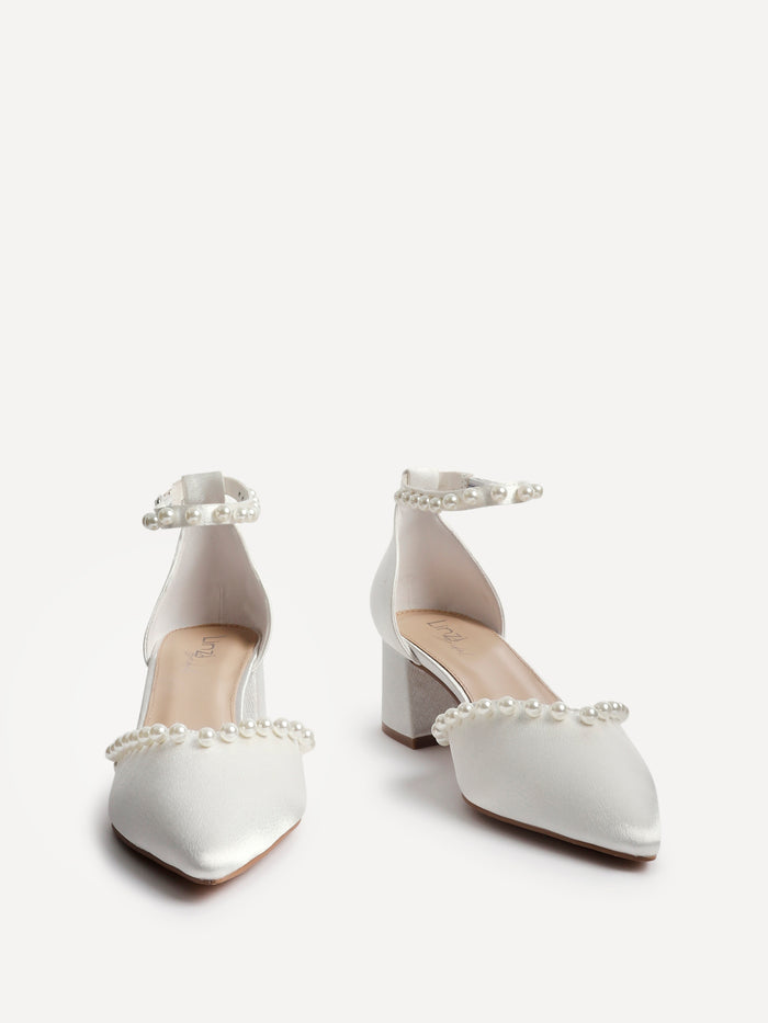 Swan Bridal Satin Pearl Court Heels