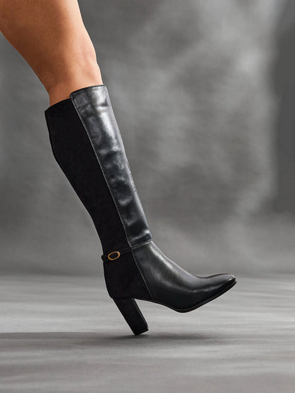 Symone Black Block Heeled Boots