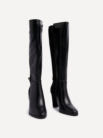 Symone Black Block Heeled Boots