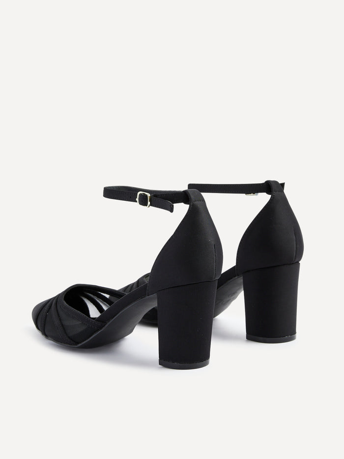 Tasha Black Scuba Mesh Court Heels