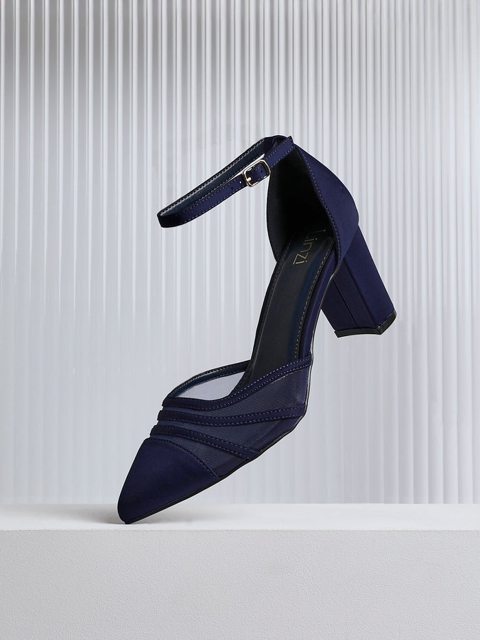 Tasha Navy Scuba Mesh Court Heels