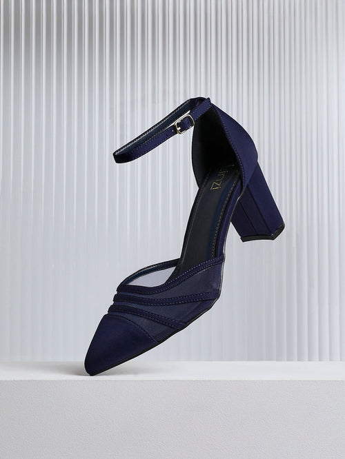 Tasha Navy Scuba Mesh Court Heels