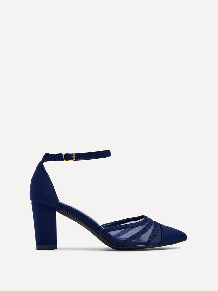 Tasha Navy Scuba Mesh Court Heels
