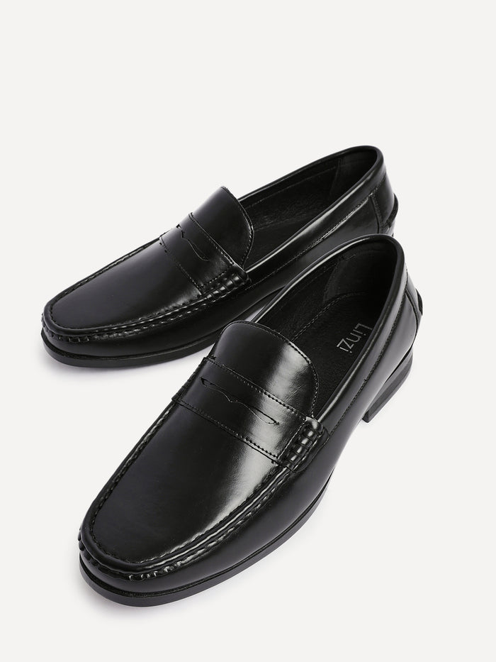 Tommaso Mens Black Faux Leather Loafers