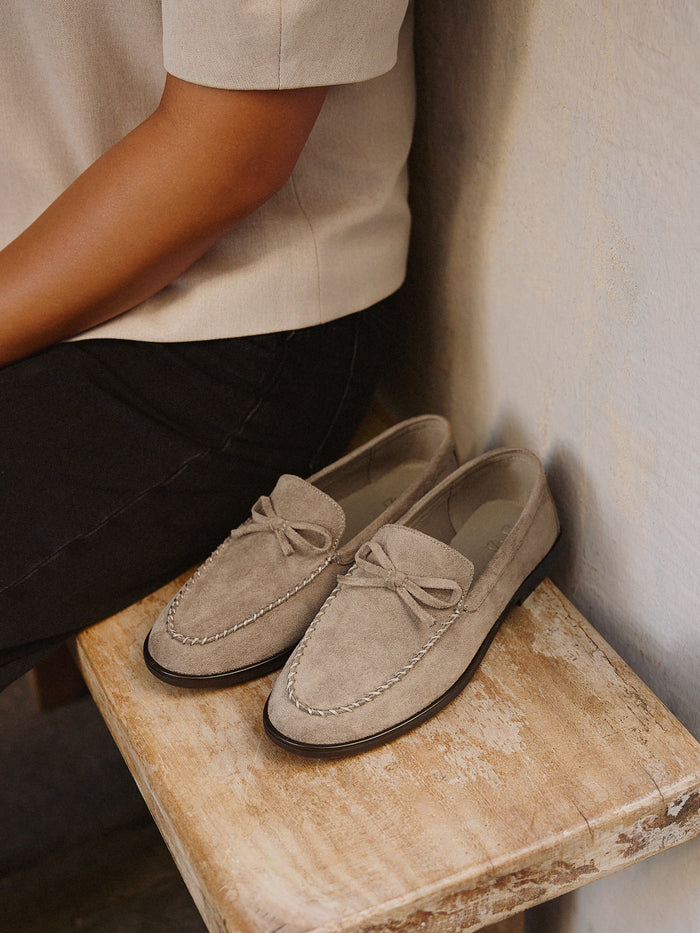 Truly Taupe Faux Suede Loafers