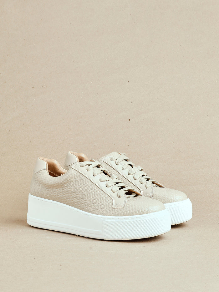 Twyla Mocha Faux Leather Trainers