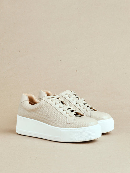 Twyla Mocha Faux Leather Trainers